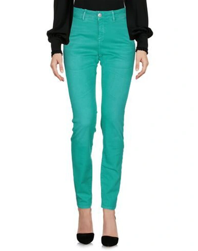 Shop Care Label Woman Pants Emerald Green Size 27 Cotton, Elastane