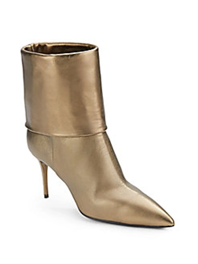 Shop Giuseppe Zanotti Metallic Leather Point Toe Ankle Boots In Riace