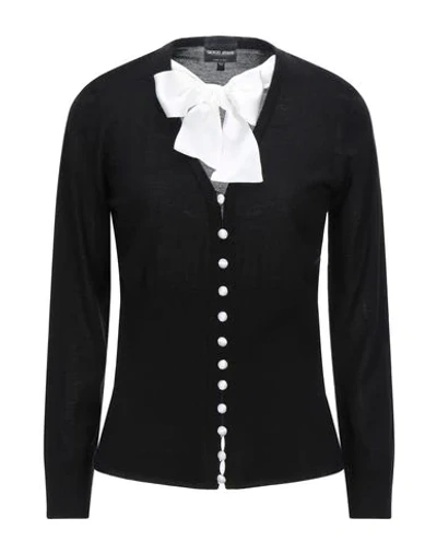 Shop Giorgio Armani Woman Cardigan Black Size 6 Virgin Wool, Silk