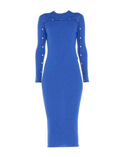 Shop Versace Midi Dress In Bright Blue