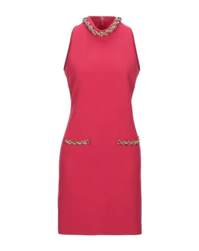 Shop Moschino Woman Mini Dress Fuchsia Size 8 Virgin Wool, Polyester, Elastane In Pink