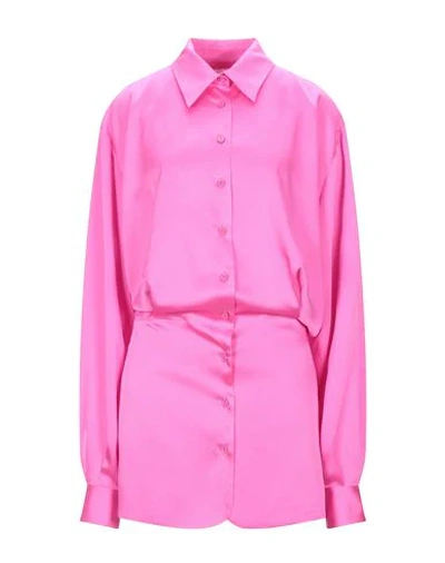 Shop Attico Shirt Dress In Fuchsia