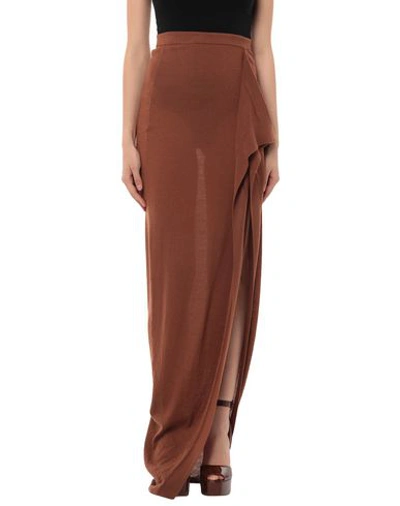 Shop Rick Owens Maxi Skirts In Brown