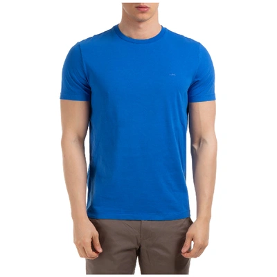 Shop Michael Kors Men's Short Sleeve T-shirt Crew Neckline Jumper In Blue