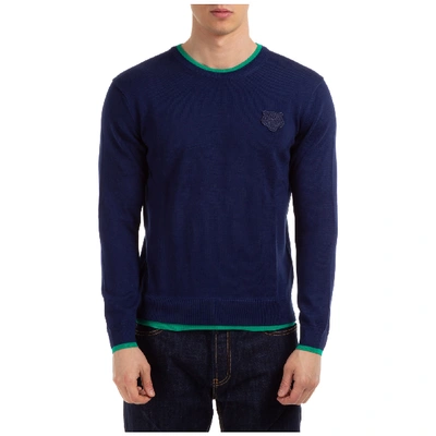 Shop Kenzo Men's Jumper Sweater Pullover Tiger Crest In Blue