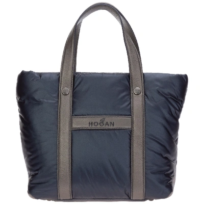 Shop Hogan Women's Nylon Handbag Shopping Bag Purse In Blue