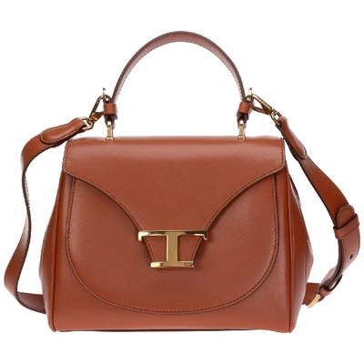 Shop Tod's Women's Leather Handbag Shopping Bag Purse In Brown