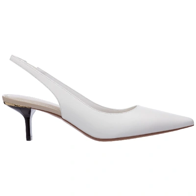 Shop Michael Kors Women's Leather Pumps Court Shoes High Heel Page Sling In White