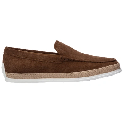 Shop Tod's Men's Suede Slip On Sneakers In Brown