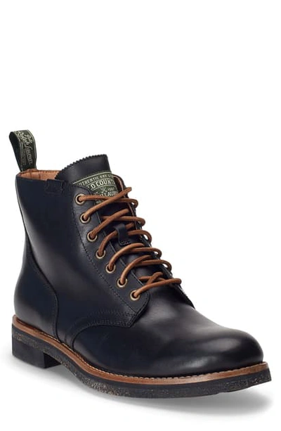 Shop Polo Ralph Lauren Rl Army Boot In Black Leather