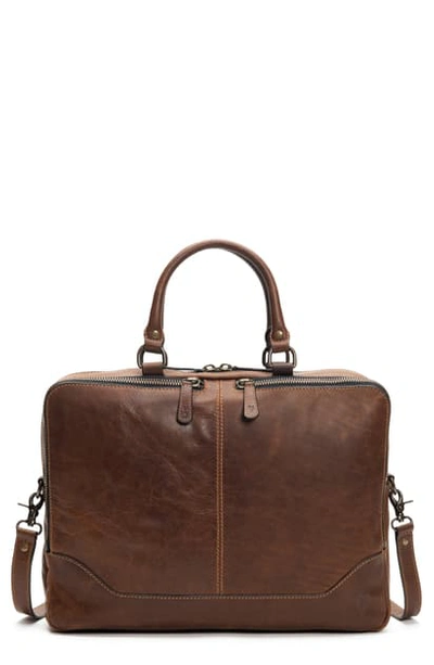 Shop Frye Logan Leather Briefcase In Dark Brown