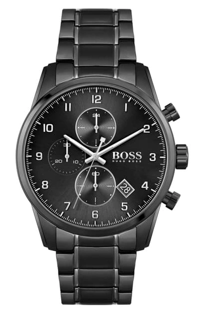 Shop Hugo Boss Skymaster Chronograph Bracelet Watch, 44mm In Black