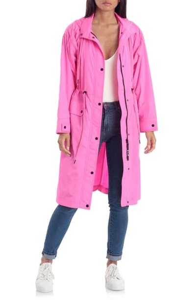 Shop Avec Les Filles Water Resistant Raincoat With Removable Hood In Pink