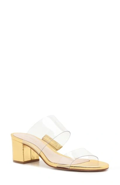 Shop Schutz Victorie Slide Sandal In Transparent/ Gold