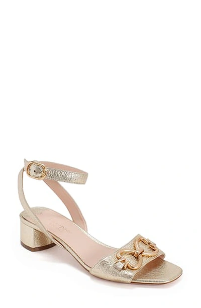 Shop Kate Spade Lagoon Heart Ankle Strap Sandal In Pale Gold Leather
