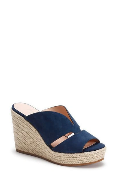 Shop Kate Spade Tropez Wedge Slide Sandal In Blazer Blue Leather