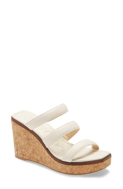 Shop Jimmy Choo Athenia Platform Wedge Sandal In Latte