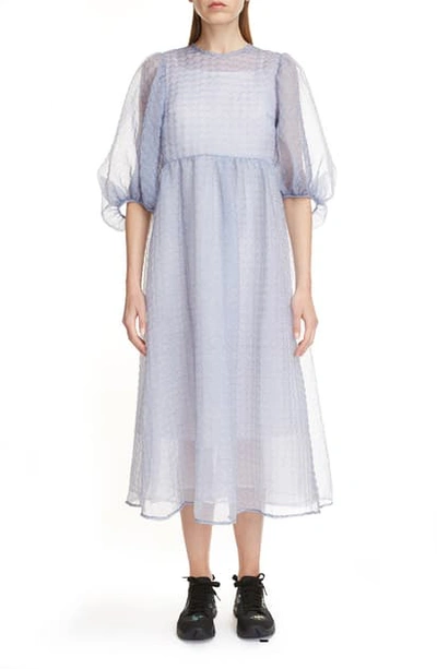 Shop Cecilie Bahnsen Karmen Sheer Silk Blend Midi Dress In Blue