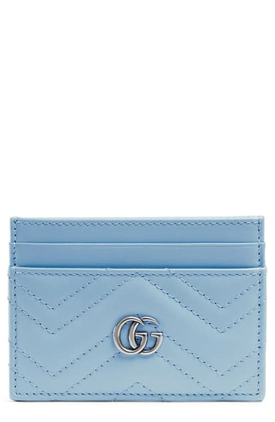 Shop Gucci Gg Quilted Leather Card Case In Porcelain Light Blue