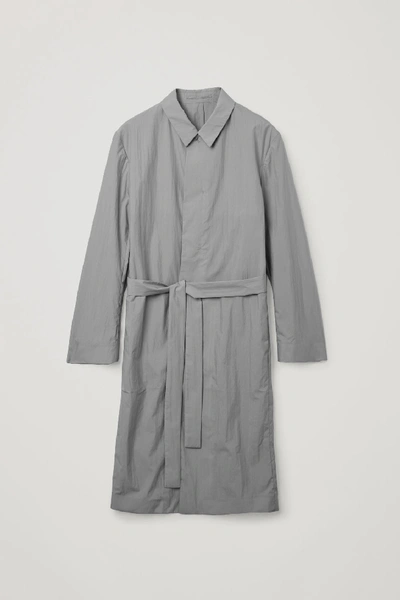 Shop Cos Cotton Trench Coat In Grey