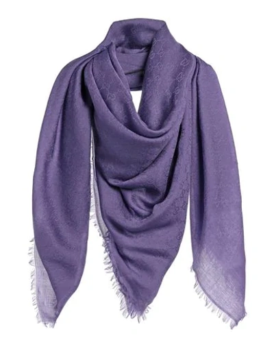 Shop Gucci Square Scarf In Purple