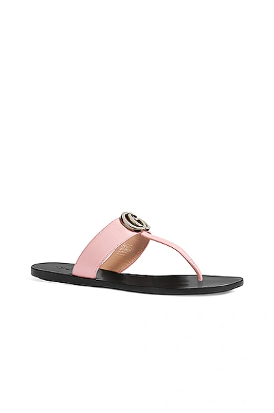 Shop Gucci Marmont Leather Thong Sandals