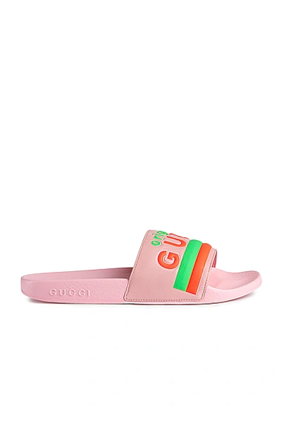 Shop Gucci Pursuit Leather Sandals In Wild Rose