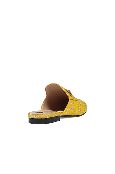 Shop Gucci Princetown Fabric Sandals In Yellow & Silver