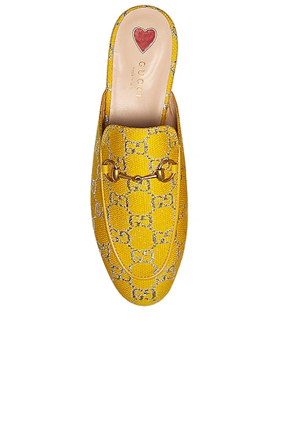 Shop Gucci Princetown Fabric Sandals In Yellow & Silver