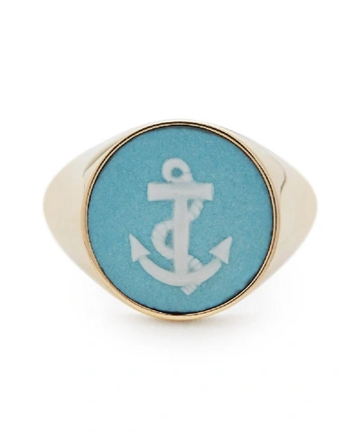 Shop Ferian Gold Wedgwood Anchor Round Signet Ring