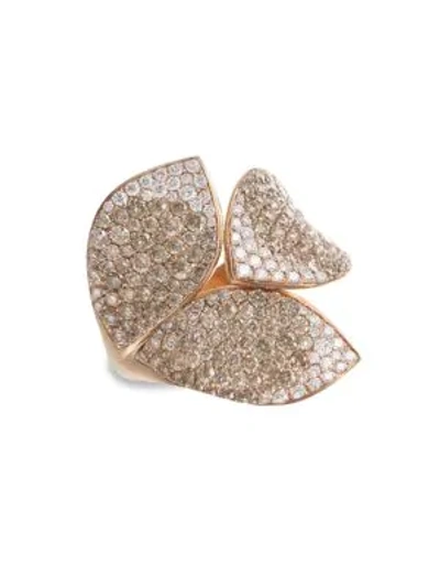 Shop Pasquale Bruni Women's Giardini Segreti 18k Rose Gold & Diamond Pavé Leaf Wrap Ring In Diamond Rose Gold