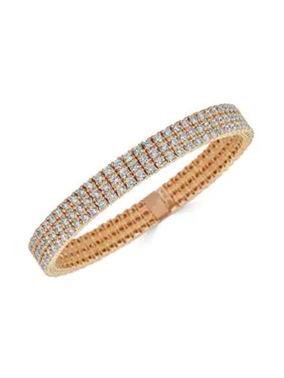 Shop Zydo Stretch 18k Rose Gold & Diamond 3-row Bracelet In Diamond Rose Gold
