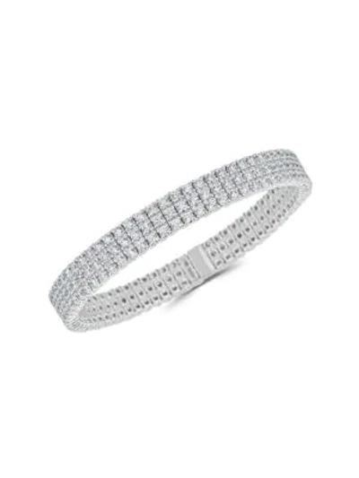 Shop Zydo Women's Stretch 18k White Gold & Diamond 3-row Bracelet In Diamond White Gold