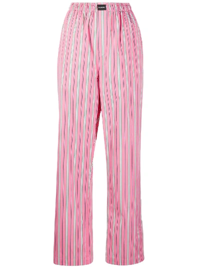 Shop Balenciaga Vertical Stripe Pyjama-style Trousers In Pink