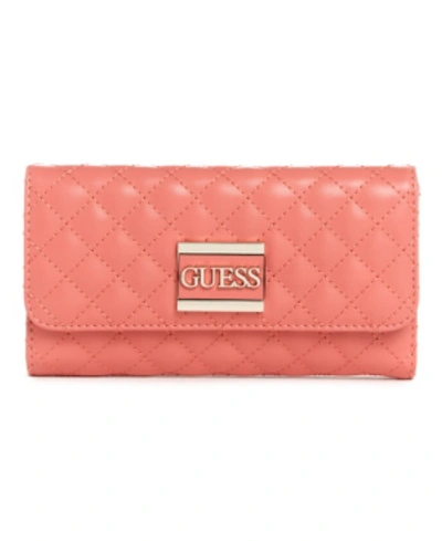 Shop Guess Kamryn Multi Clutch Wallet In Coral/gold