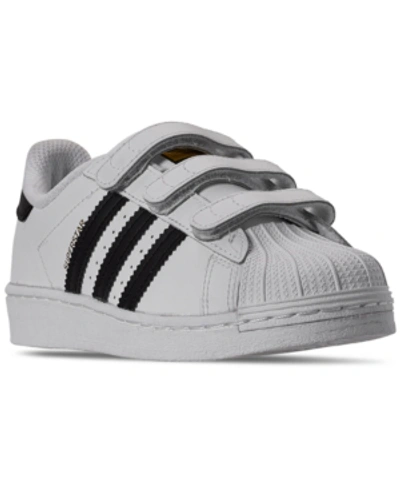 Shop Adidas Originals Little Kids Superstar Stay-put Closure Casual Sneakers From Finish Line In Feather White, Core Black