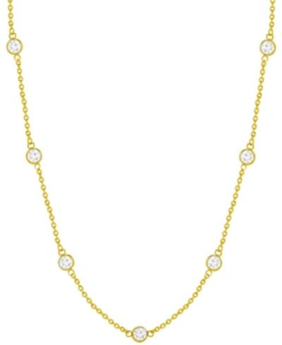 Shop Essentials Cubic Zirconia Station 24" Statement Necklace In Silver Or Gold Plate