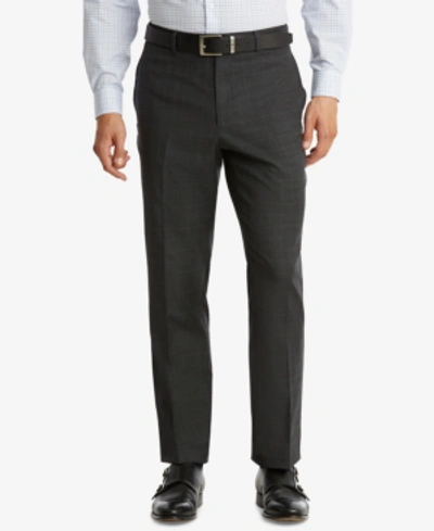 Shop Tommy Hilfiger Men's Modern-fit Th Flex Stretch Suit Pants In Dark Gray Plaid