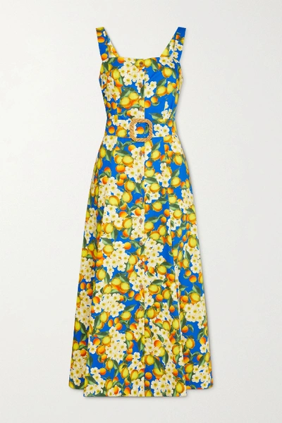 Shop Borgo De Nor Camilla Printed Cotton-poplin Maxi Dress In Blue