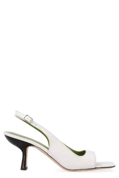 Shop By Far Lopez Leather Sandals In White