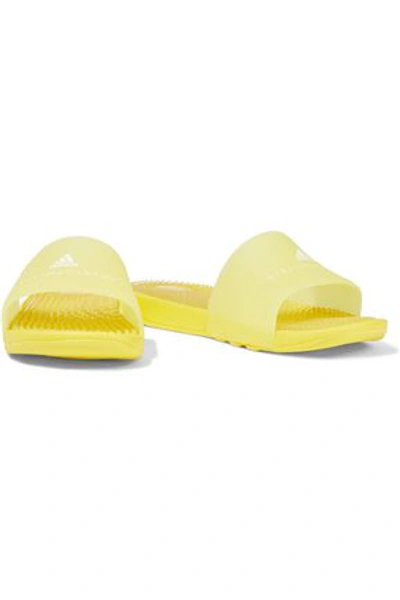 Shop Adidas By Stella Mccartney Adissage Logo-print Rubber Slides In Yellow
