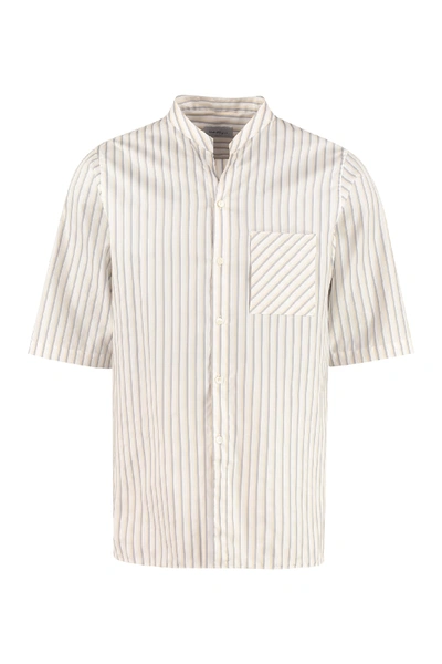 Shop Ferragamo Short Sleeve Cotton Shirt In White