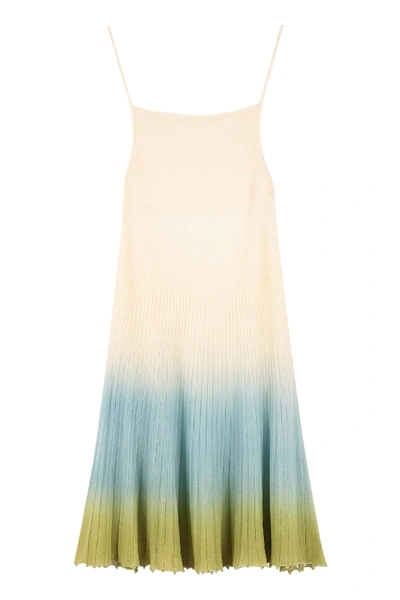 Shop Jacquemus Helado Pleated Knitted Dress In Multicolor
