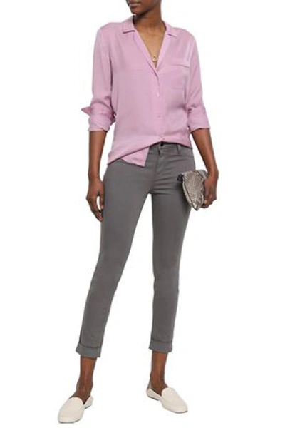 Shop J Brand Cropped Stretch-twill Skinny Pants In Anthracite