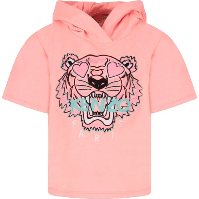 Shop Kenzo Neon Pink Girl Sweatshirt With Iconic Tiger