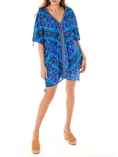 Shop Miraclesuit Blu Curacao Cotton Caftan In Blue