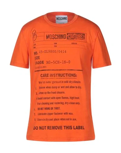 Shop Moschino Man T-shirt Orange Size 38 Cotton