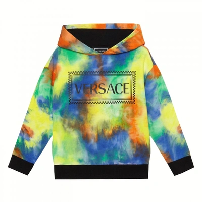 Shop Versace Boys Multi-coloured Hooded Sweater In Multi Coloured