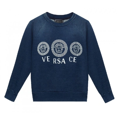 Shop Versace Triple Medeusa Sweatshirt In Blue