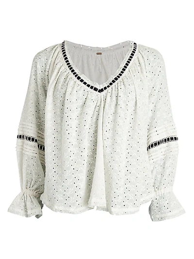 Shop Free People Darcy Eyelet Blouse In Ecru